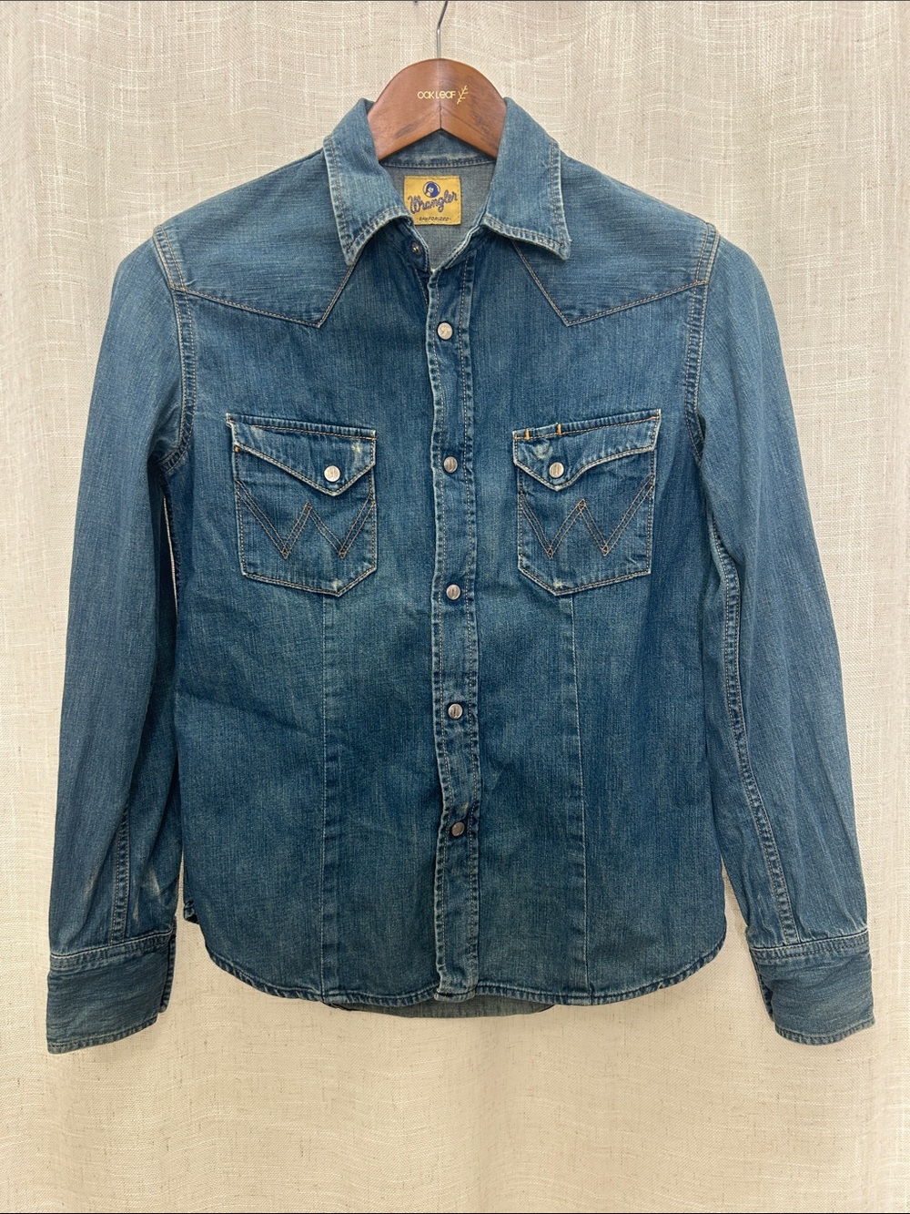 Wrangler Blue Denim Western Long Sleeve Shirt Size Small Excellent Condition - Picture 2 of 15